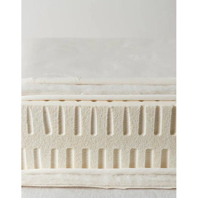Sleeptek Organic Kids Rubber Mattress with white rubber surface and ridged vented side panels.