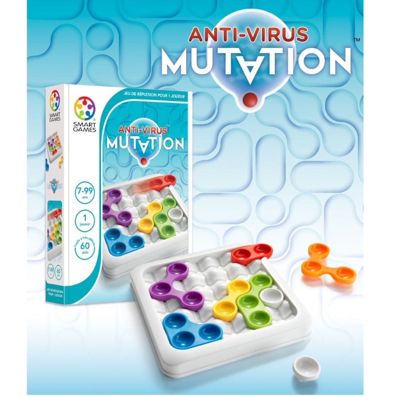 Smart Games Anti-Virus Mutation puzzle game with colorful peg tray in boxed set by SMART GAMES