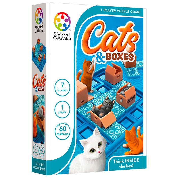 Smart Games Cats & Boxes puzzle game box, 1 player, 60 challenges, age 7 to adult