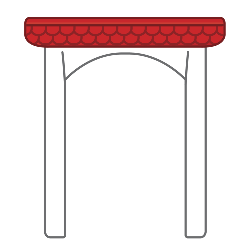 Smart Games Horse Academy red-roofed arch bridge puzzle toy featuring a grey frame ready for winter play.