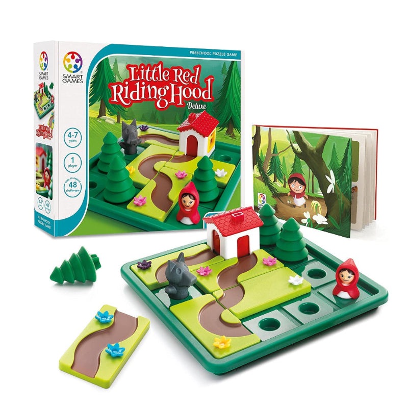 Smart Games Little Red Riding Hood Deluxe puzzle game set with forest board, figures and cards