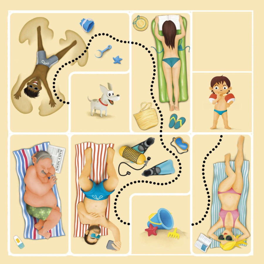 Smart Games Puzzle Beach nine-panel beach scene puzzle with sunbathers and swimmers by SMART GAMES