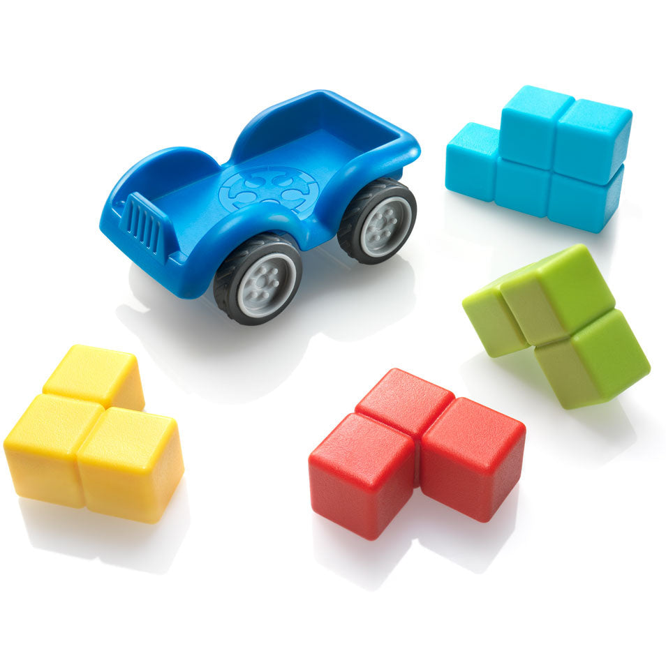 Smart Games Smartcar Mini blue toy car with four colorful cubes (yellow, red, green, blue)
