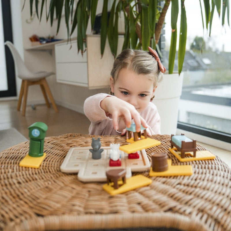 Smart Games Wolf & The Seven Goats wooden educational puzzle with animal figures on a game board