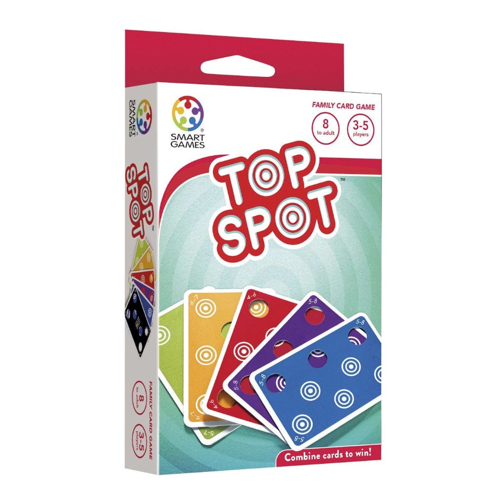 Top Spot card game by SMART GAMES, colorful circular-pattern cards for 3–5 players