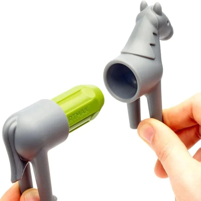SmartMax My First Farm Animals 16pcs magnetic toy set with gray horse figures and lime green connector tubes