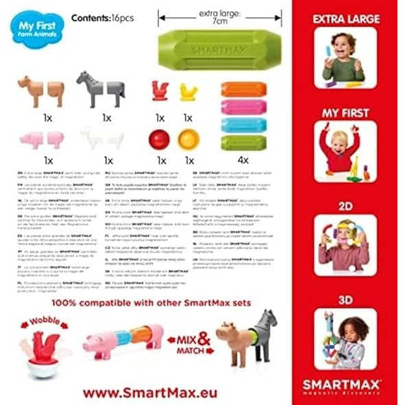 SmartMax My First Farm Animals 16pcs set with colorful magnetic animal pieces for toddlers