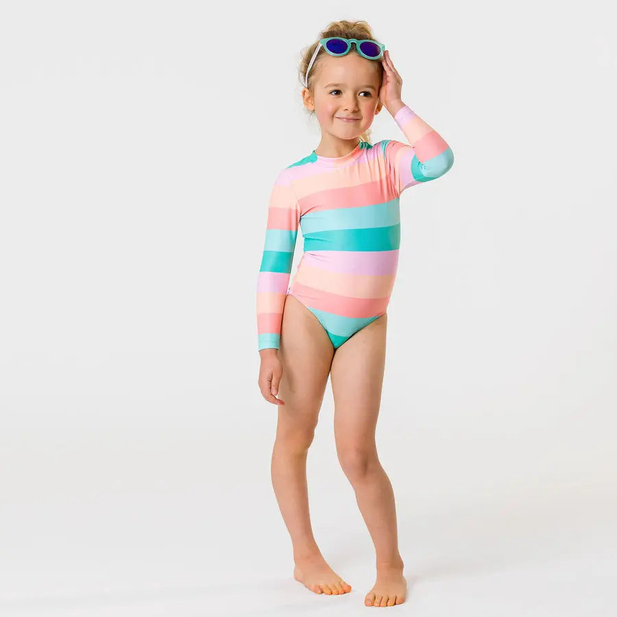 Snapper Rock Sunset Stripe Ls Surf Suit
