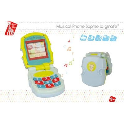 Sophie la Girafe Fresh Touch Musical Phone toy with bright yellow, blue and white keypad
