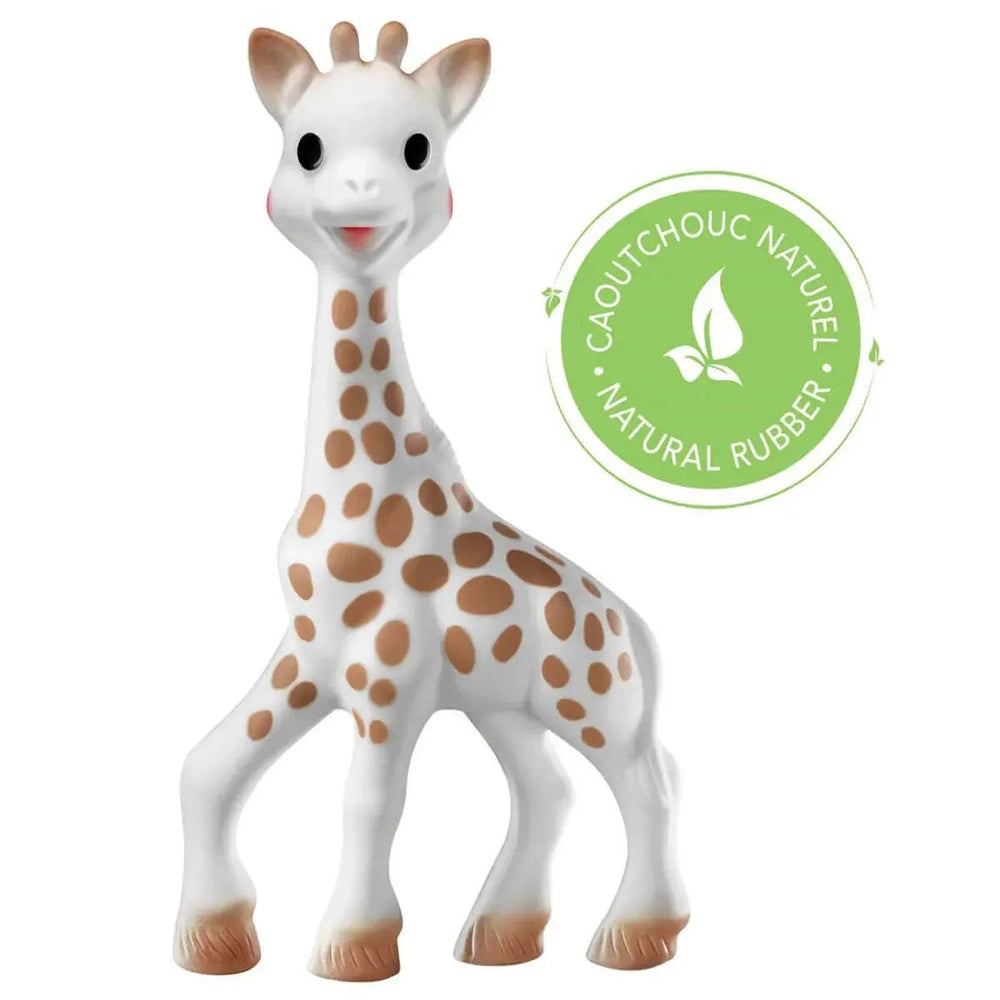 Sophie la Girafe teether toy, white giraffe with brown spots in natural rubber