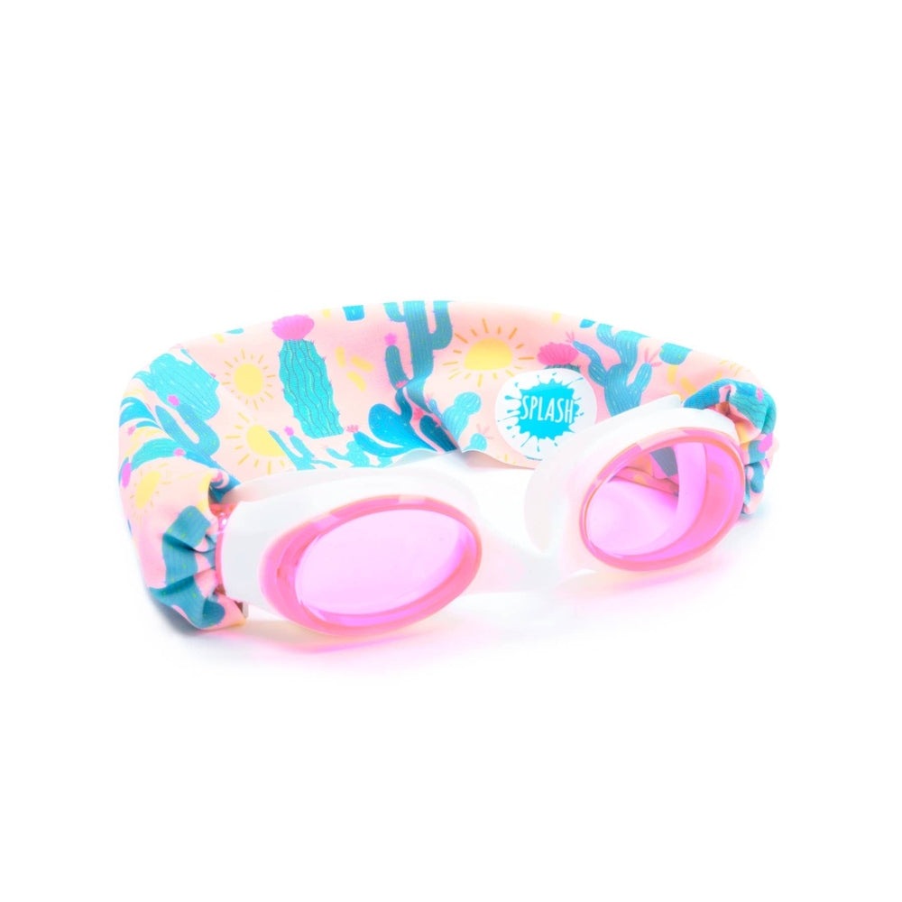Splash Swim Goggles Desert Sunshine, pink lenses with cactus-print strap