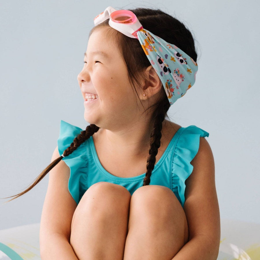 Splash Swim Goggles Forest Friends for kids with pink frame and forest-pattern design