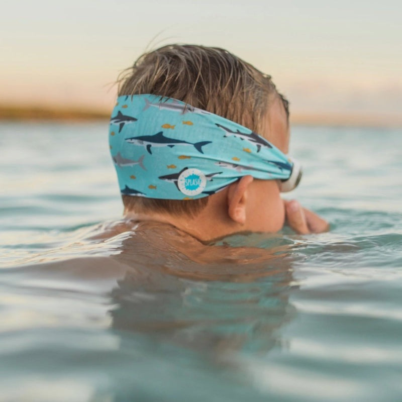 Splash Swim Goggles Shark Attack blue shark-print goggles for kids