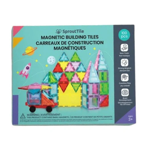 Sprout Tile magnetic building tiles 100pcs set in colorful translucent shapes for creative play