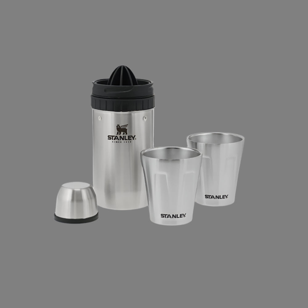 Stanley Adventure Happy Hour 20 oz stainless steel cocktail shaker set with two cups and cap, four-piece