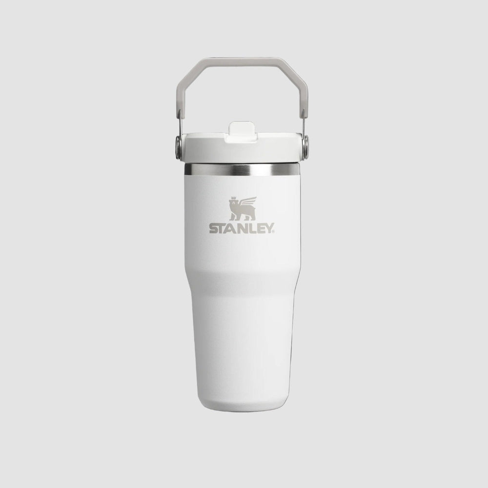Stanley Iceflow 2.0 Flip Straw Tumbler 14oz in white, showing the flip-top straw lid for easy sipping.