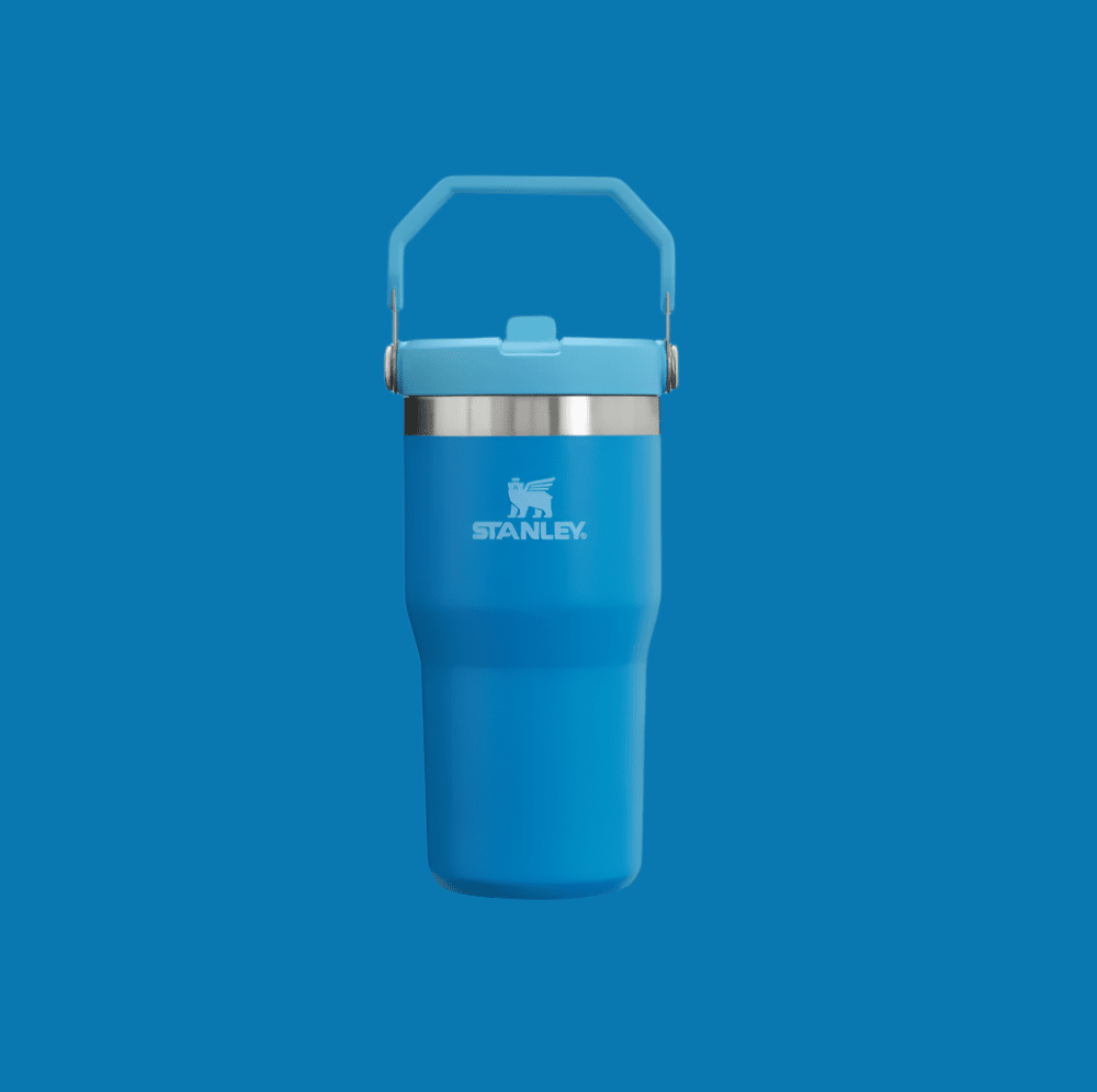 Stanley IceFlow Flip Straw 2.0 20 oz blue tumbler with lid and handle