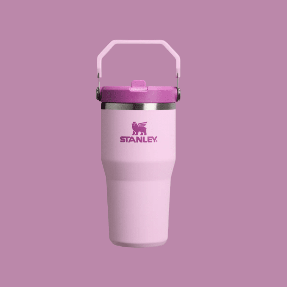 Stanley IceFlow Flip Straw 2.0 tumbler, 20 oz, pink with matching pink lid and handle