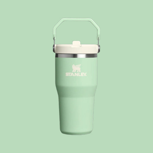 Stanley The Iceflow Flip Straw 2.0 Tumbler 20 oz in mint green, with flip-top straw and raised carry handle.