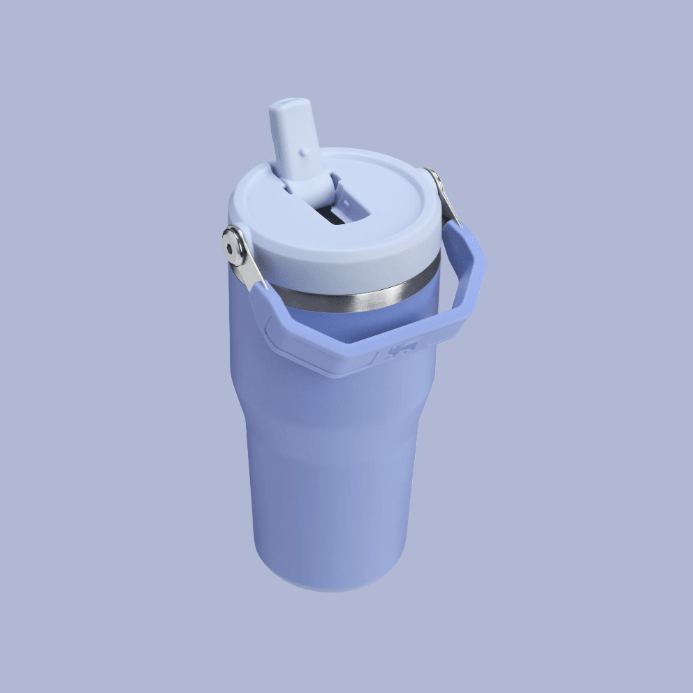 Stanley The IceFlow Flip Straw 2.0 Tumbler, 20 oz, blue with flip-top lid and ergonomic handle