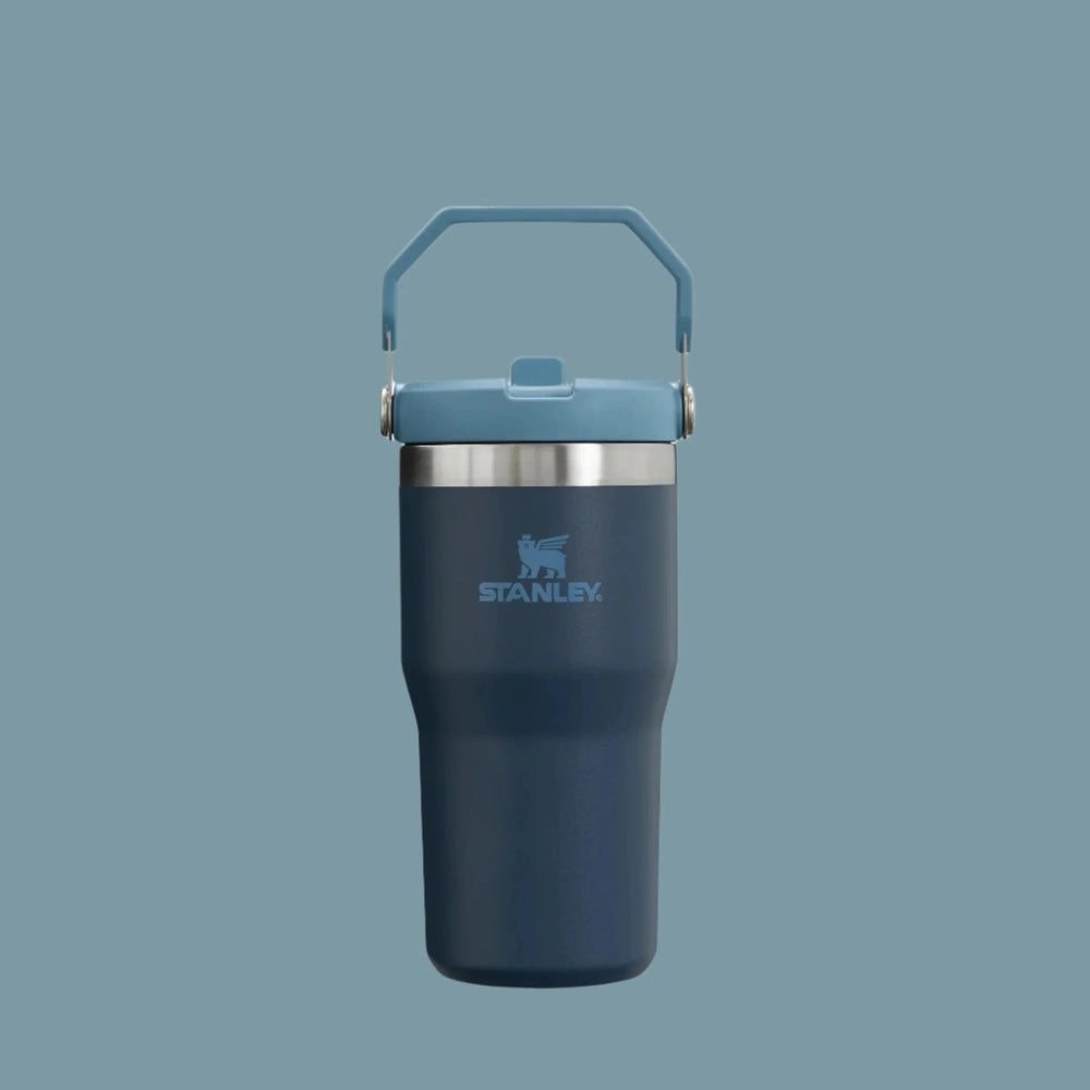 Stanley Iceflow flip straw tumbler 20 oz in navy with light blue lid