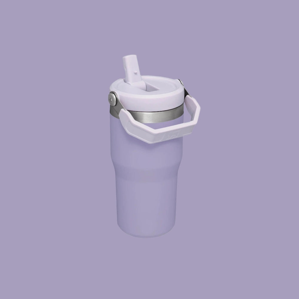 Stanley IceFlow Flip Straw Tumbler 20 oz in lavender with white lid and integrated handle