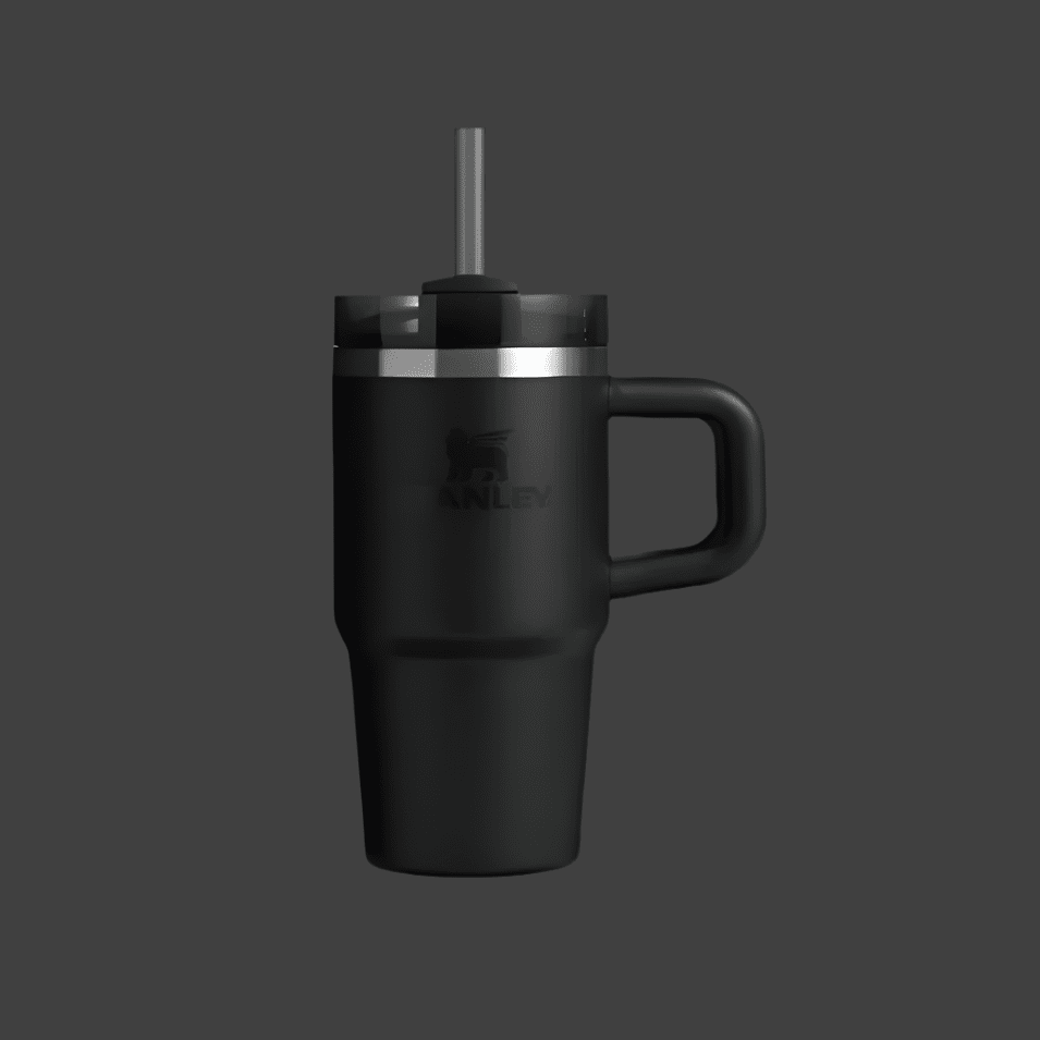 Stanley The Quencher H2.0 Flowstate Tumbler with Handle, 20 oz, black stainless steel with straw