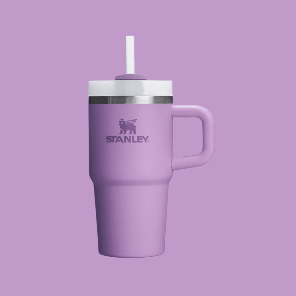 Stanley Quencher H2.0 Flowstate 20 oz tumbler with handle in lavender purple.