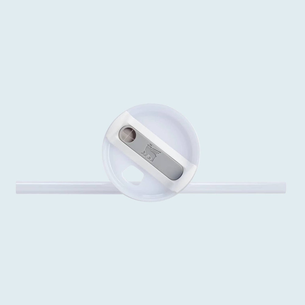 Stanley Quencher H2.0 Flowstate 14 oz tumbler with white lid and built-in handle