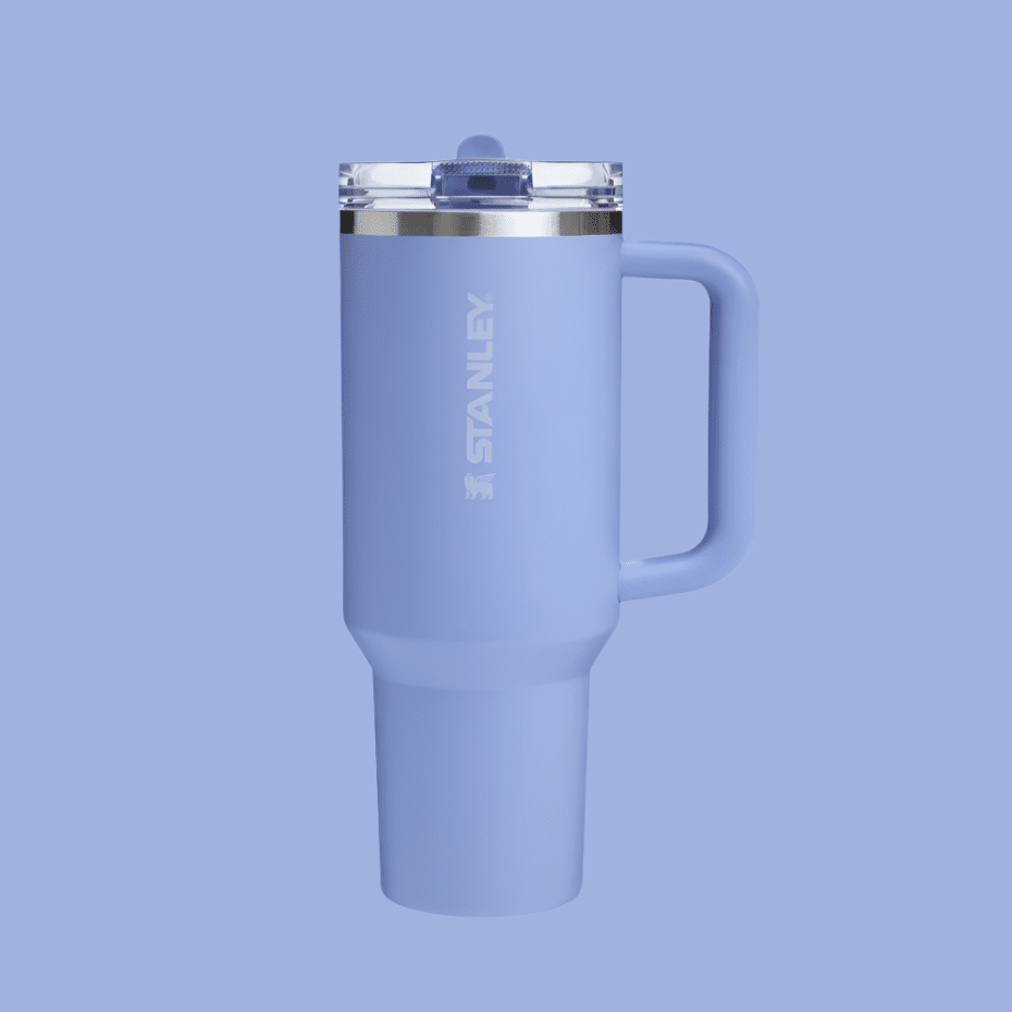 Stanley Quencher Protour Flip Straw Tumbler 40 oz blue with clear lid and handle