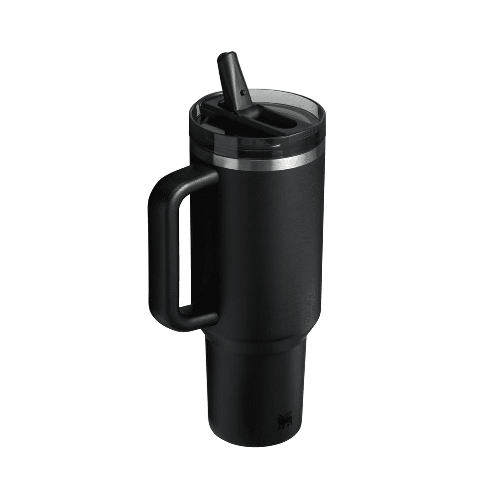 Stanley Quencher Protour Flip Straw 40 oz tumbler with black matte finish and built-in handle