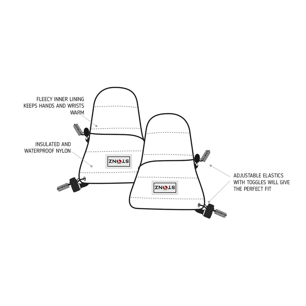 Stonz Baby Mitts Heather Grey, insulated waterproof nylon with fleece lining and adjustable elastic toggles (set of 2)