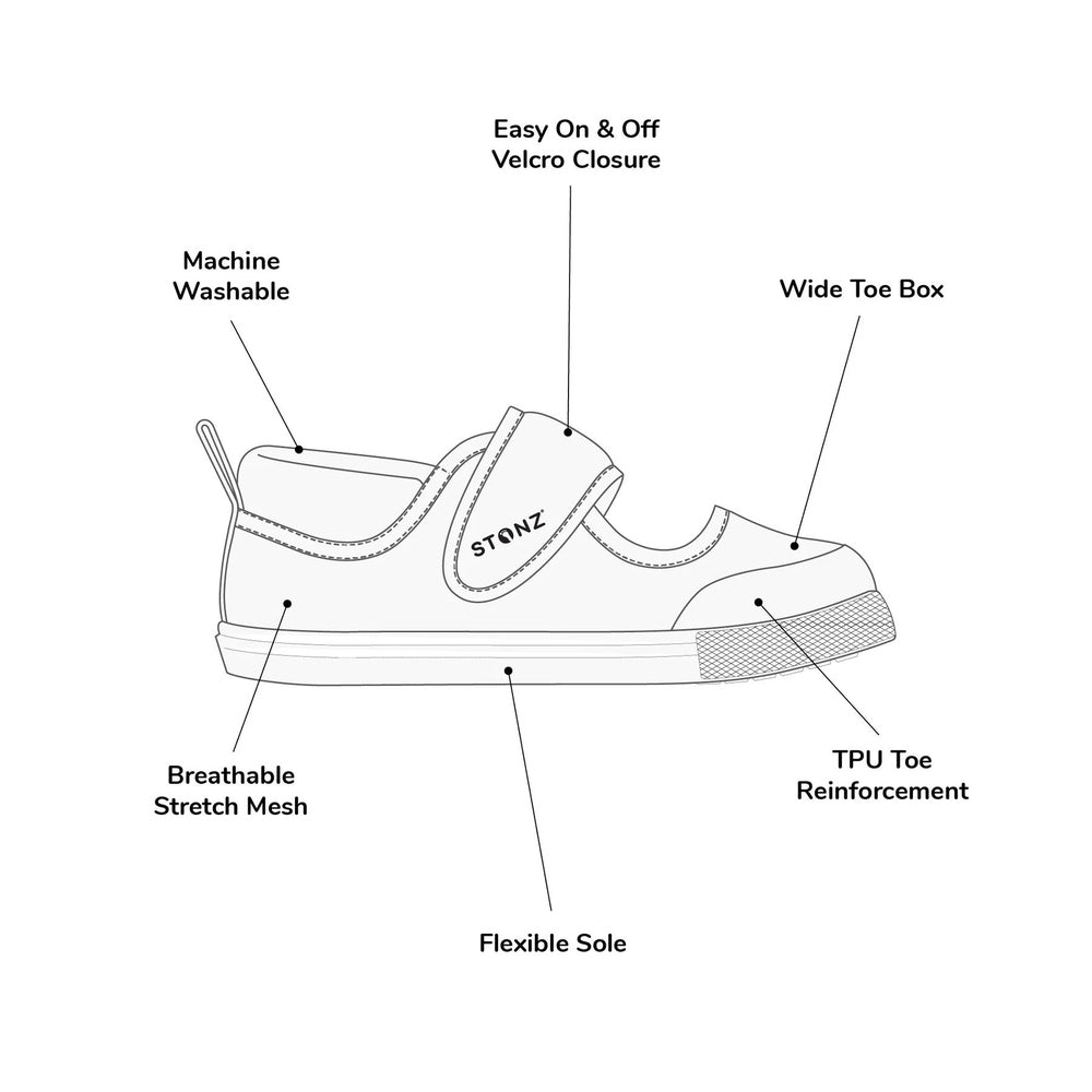 Stonz Cruiser Mary Jane Toddler Shoes Ivory, easy Velcro closure and flexible sole for tiny steps.