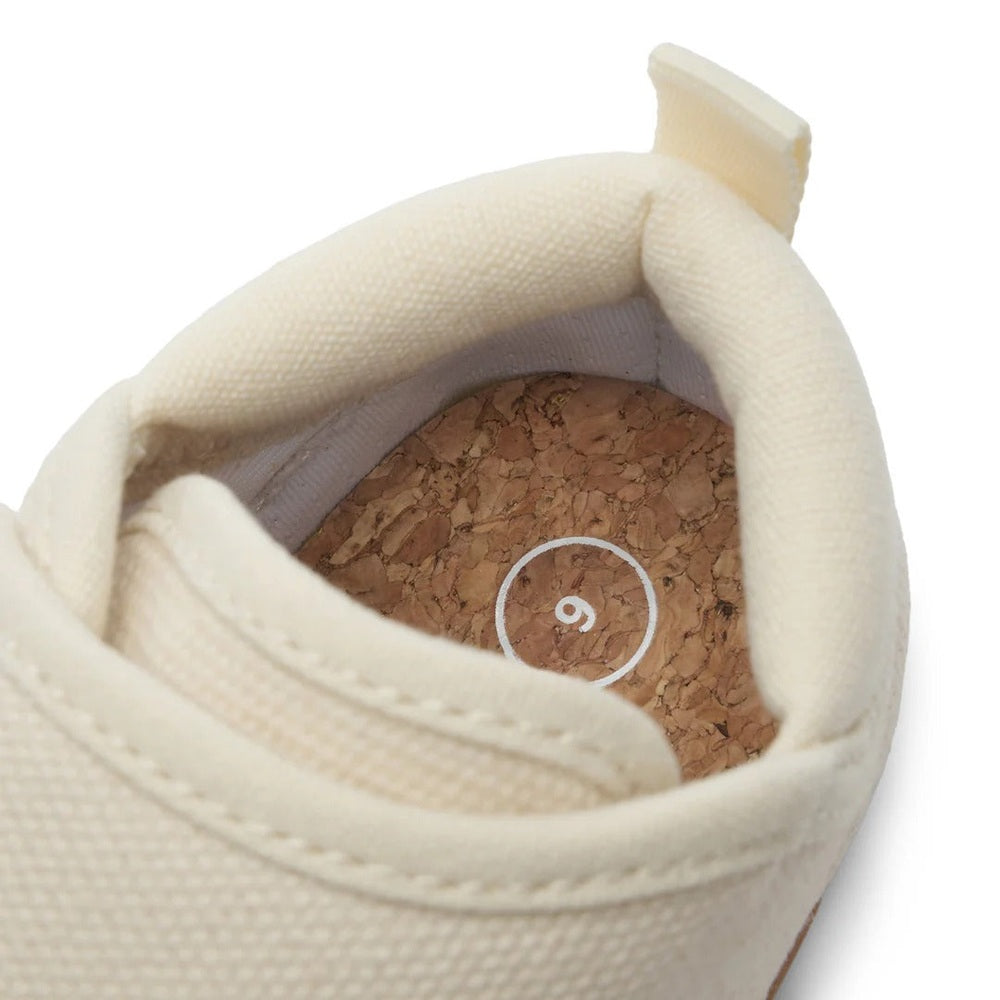 Stonz Cruiser Natural Baby Shoes Oatmeal, cream canvas with cork insole, size 9