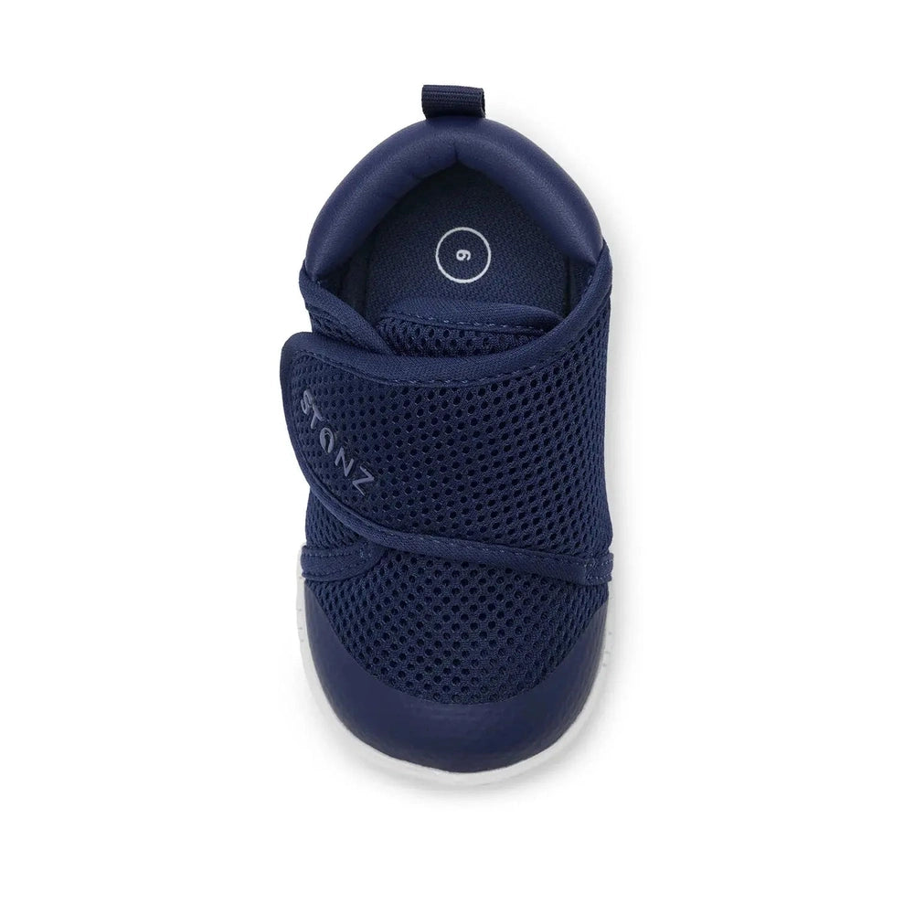 Stonz Cruiser Original Baby Shoes Navy; breathable mesh upper with a fastened Velcro strap.