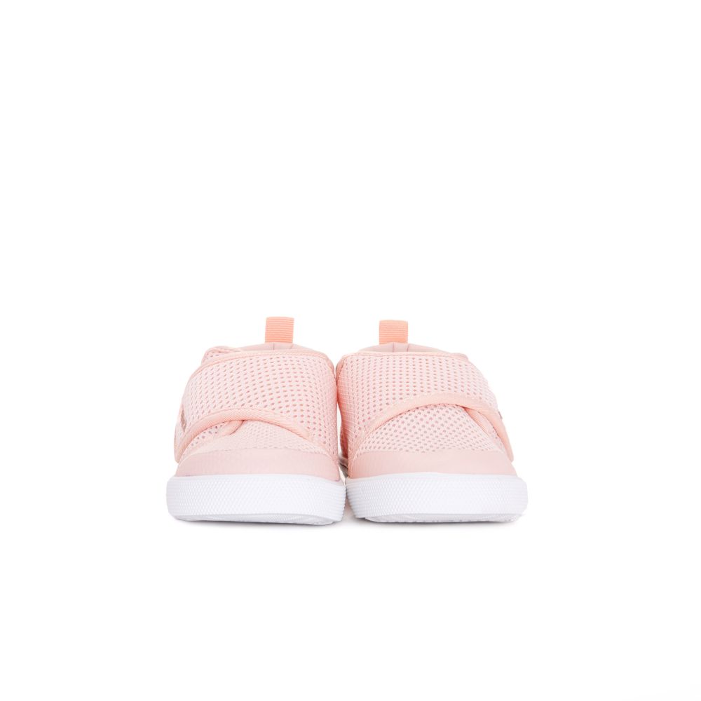 Stonz Cruiser Original Toddler Shoes Haze Pink, breathable pink mesh sneakers with white soles shown front.