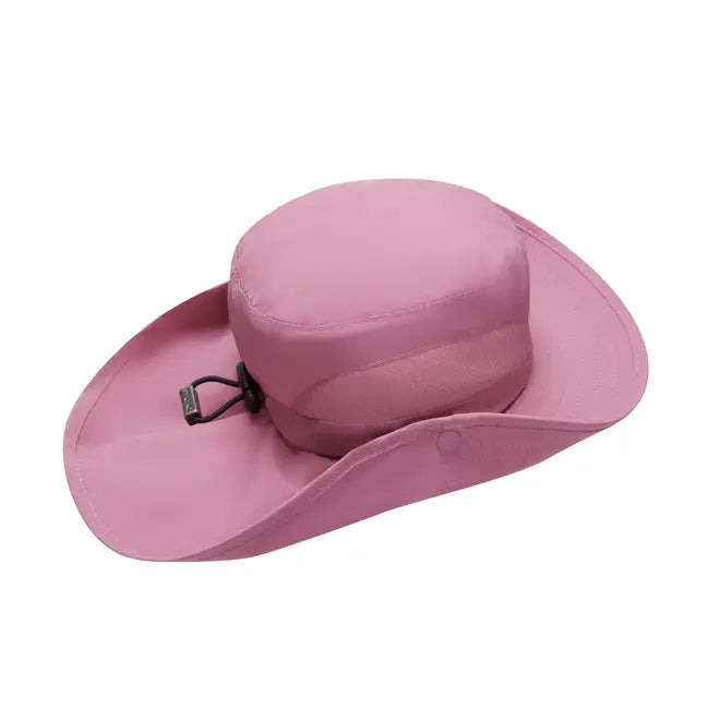 Stonz Explorer Hat Dusty Rose sun hat with wide brim and adjustable chin strap