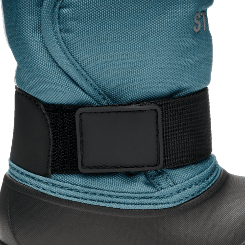 STONZ Trek Toddler Snow Boots Denim with black Velcro strap securing the ankle.