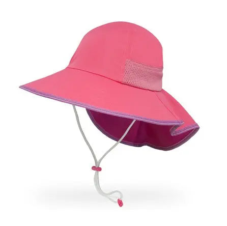 Sunday Afternoons Kids’ Play Hat in bright pink, wide-brim sun hat with adjustable chin strap