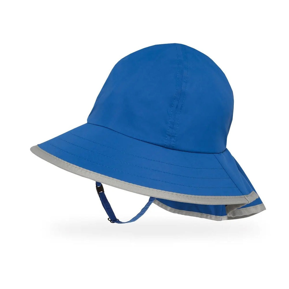 Sunday Afternoons Kids’ Play Hat, bright blue with gray underbrim and a secure chin strap.