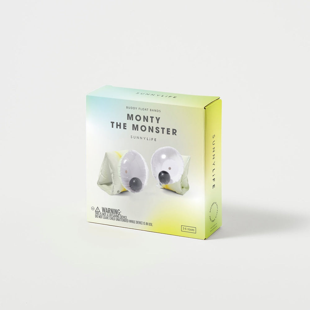 Monty Monster Buddy Float Bands; set of 2 inflatable bands in pastel gradient Sunnylife packaging