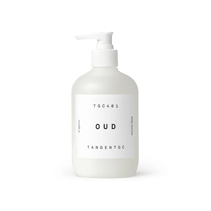 TangentGC Oud Body Lotion 350 ml in white pump bottle