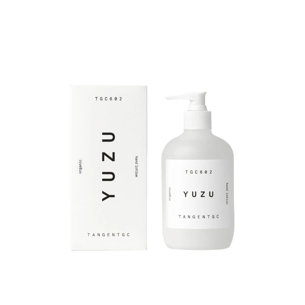 TangentGC Yuzu hand lotion 350 ml bottle with pump, white packaging and box