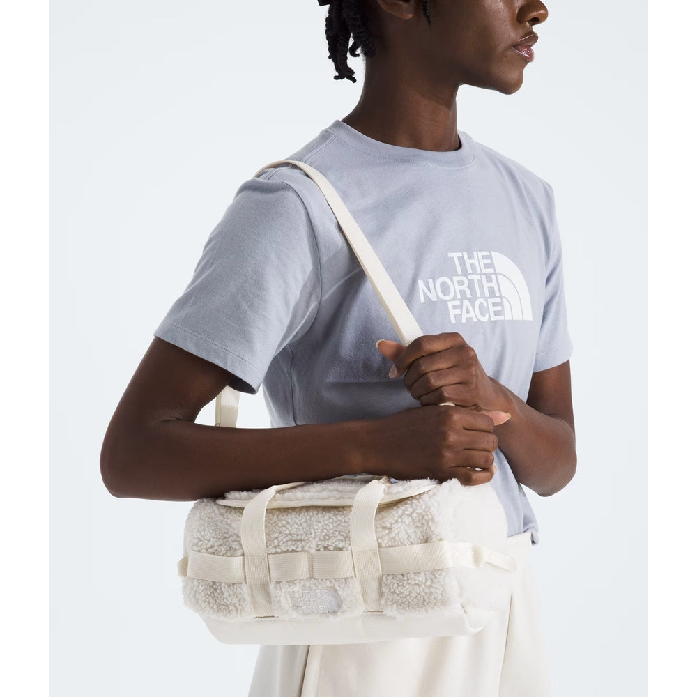 The North Face Base Camp High Pile Mini Bag, cream sherpa with crossbody strap