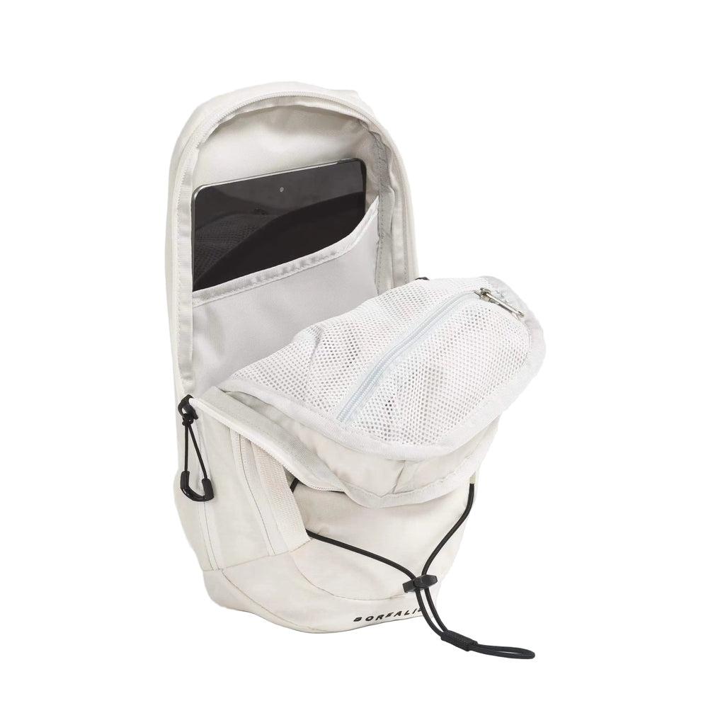 The North Face Borealis Sling Bag in White with mesh pocket and phone sleeve