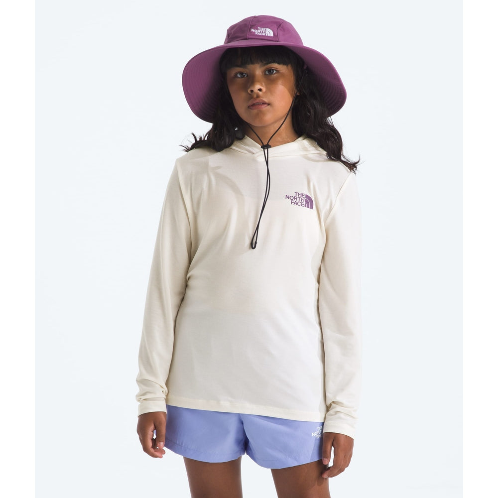 The North Face Boys' and Girls' Adventure Coastal Climb Hoodie White Dune front view on model