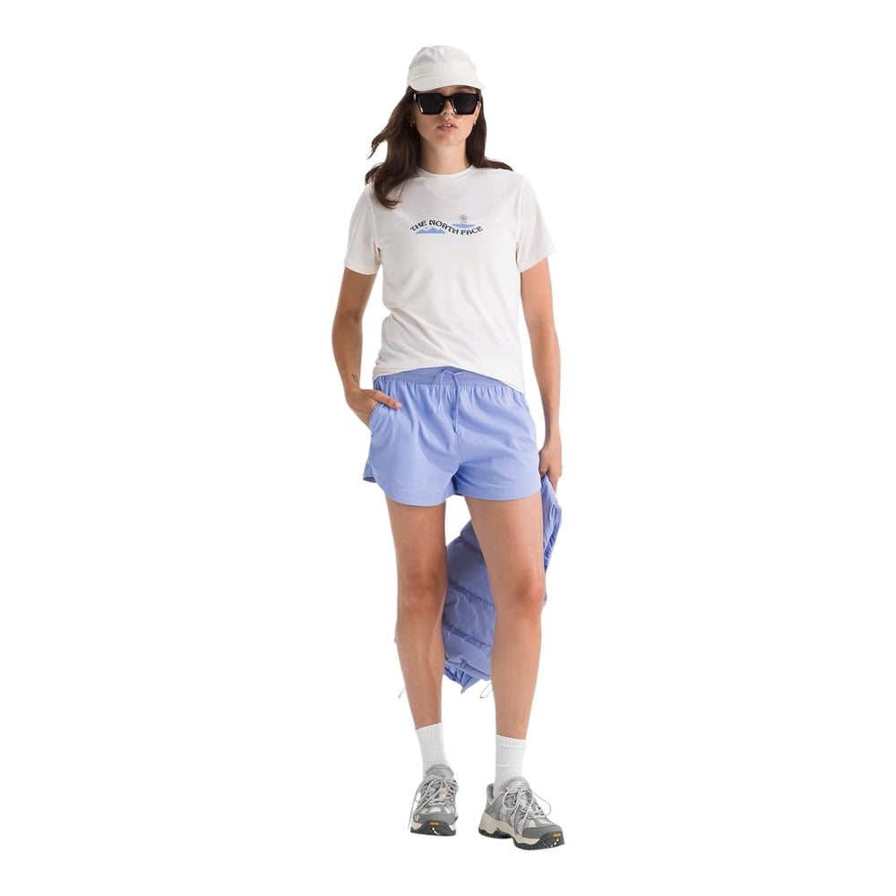 The North Face Women's Aphrodite Arise 3 Inch Shorts Periwinkle Glow front view