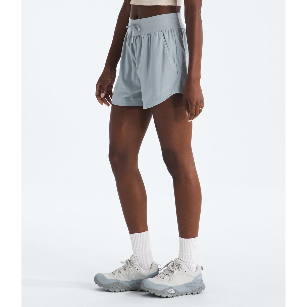 The North Face Women's Aphrodite Arise 3 Inch Shorts Periwinkle Glow worn view
