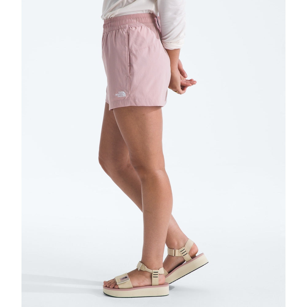 The North Face Women's Class V Pathfinder Pull-On Shorts 3 Inch Metal Pink model view