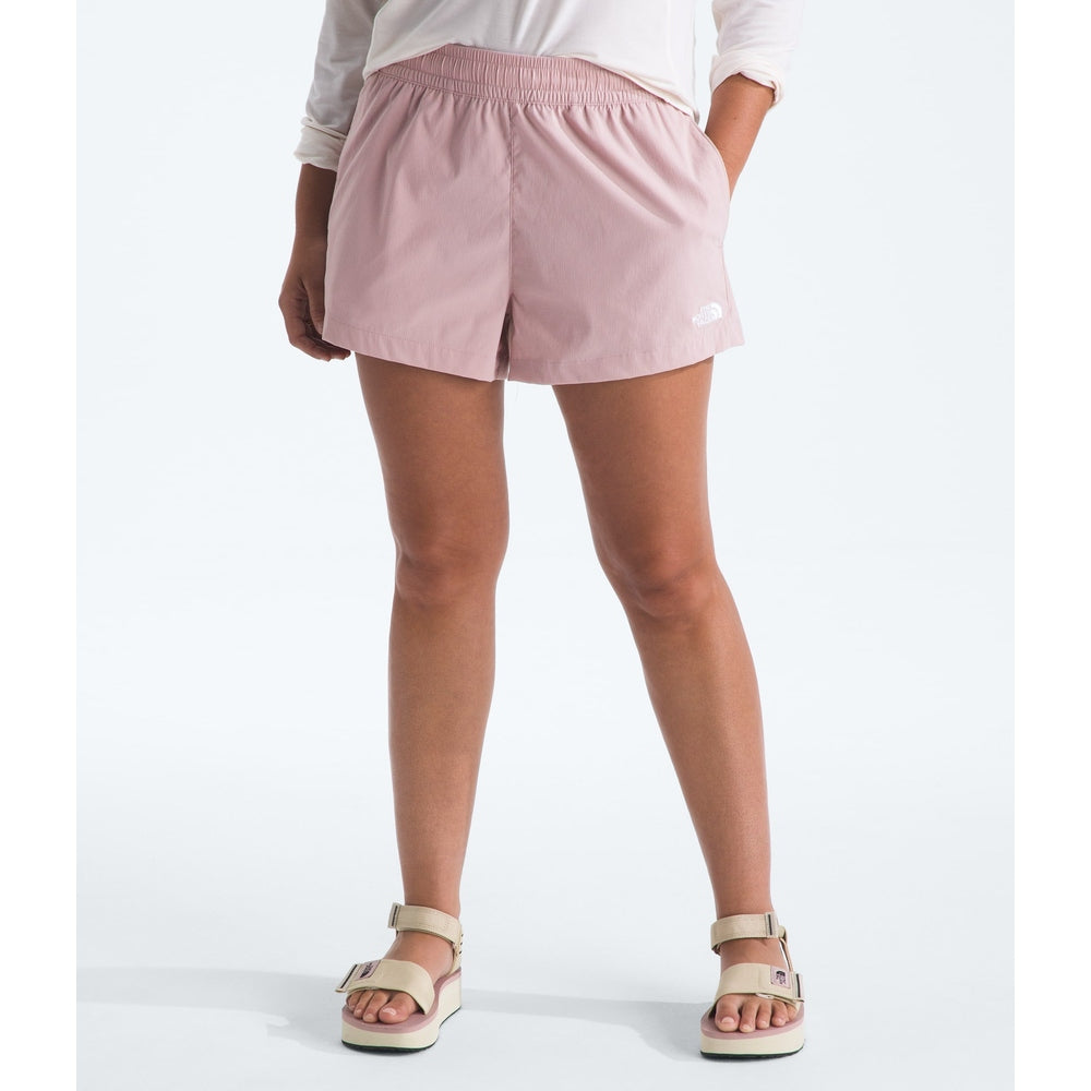 The North Face Women's Class V Pathfinder Pull-On Shorts 3 Inch Metal Pink front view